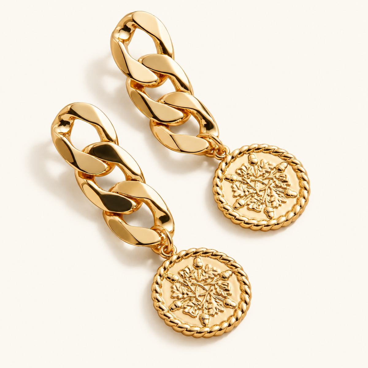 Münzkette-Ohrringe - Goldene Ohrringe