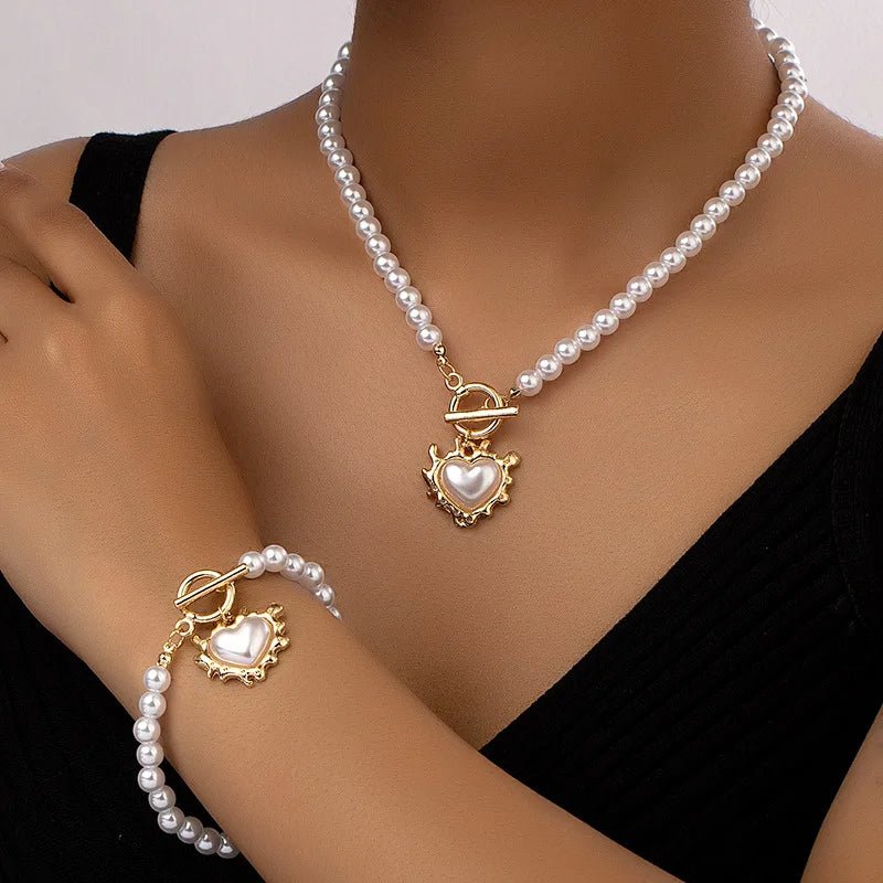 Lara – Set aus Halskette und Armband mit Herzperlen