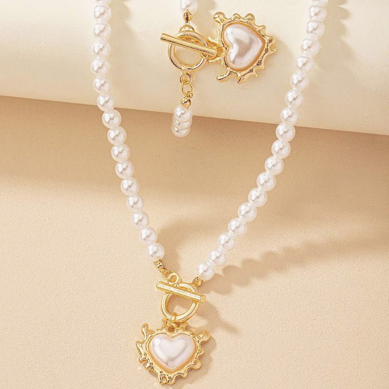 Lara – Set aus Halskette und Armband mit Herzperlen