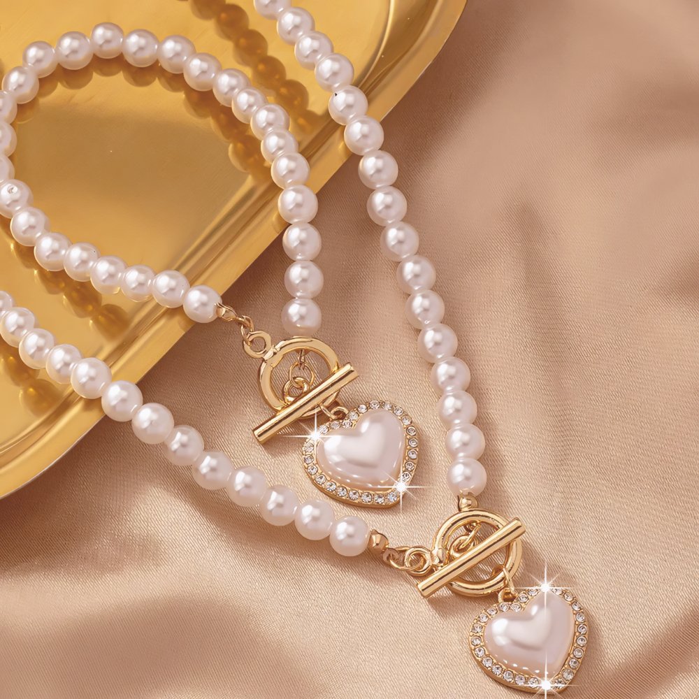 Lara – Set aus Halskette und Armband mit Herzperlen