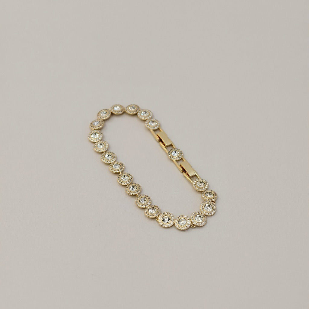 Victoria – Halskette und Armband mit einem glänzenden runden Knopf